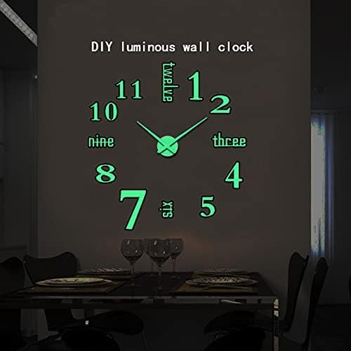 FASHION in THE CITY Luminous 3D DIY Mirror Surface Wall Clocks Modern Design Living Room Decorative Clocks (Luminous)