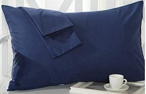 Travel Pillowcase 14 x 20 Inch, 100% Egyptian Cotton Set of 2 Toddler Pillowcase Zipper Closer 600 Thraed Count - Toddler Travel 14x20 Zipper, Navy Blue Solid