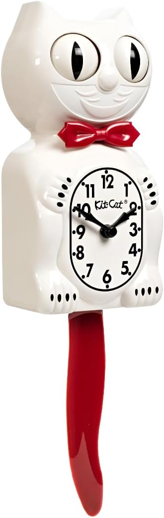 Kit-Cat Clock® Limited Edition Candy Cane Red - Retro Cat Clock with Moving Eyes and Tail, Battery Operated, Made in USA