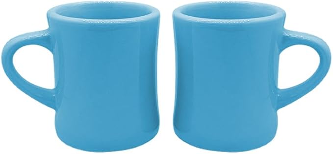 Funny Guy Mugs Classic Retro Diner Coffee Mug - Heavy Duty 10 Oz Stoneware Cup with Easy Grip Handle - Ideal for Hot and Cold Beverages (Light Blue, 10 Ounce)