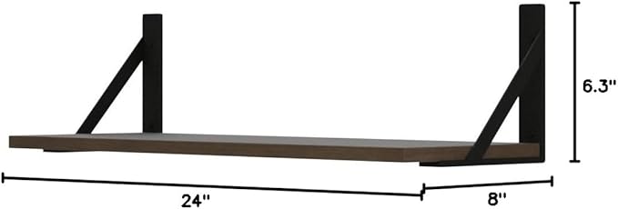 Forbena 24 Inch Long Floating Shelves for Wall Set of 3, Wooden Wall Bookshelf for Bedroom, Large Rustic Wood Hanging Book Shelves for Living Room Plants Kitchen Office Closet Storage (Dark Brown)
