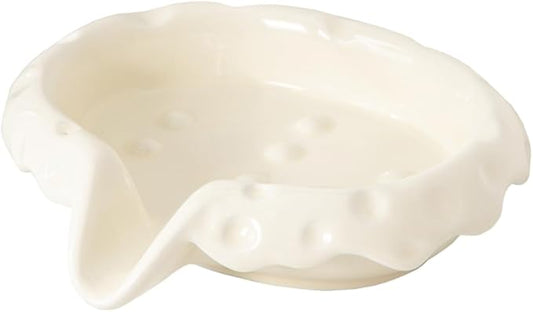 Ceramic Soap Dishes with Drain Spout, Modern Bathroom Countertop Soap Holder, Porcelain Soap Tray for Sink. Cream White.