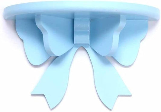 DOITOOL Wooden Floating Shelf Wall Mounted, Nordic Style Butterfly Semicircle Storage Shelf for Wall, Decoration Shelves for Bathroom, Bedroom, Kitchen, Living Room (Blue)