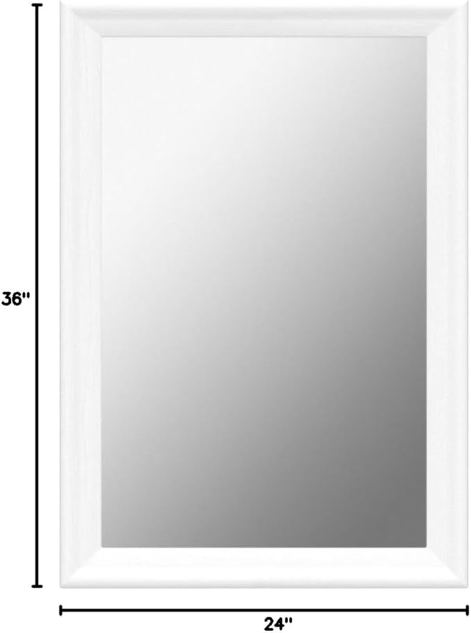 CULER White Wood Wall Mirror for Bathroom,Rectangle Rustic 24 x 36 inch Hanging Vanity Mirrors with Wooden Frame for Living Room,Bedroom,Entryway (24x36 inch, White)