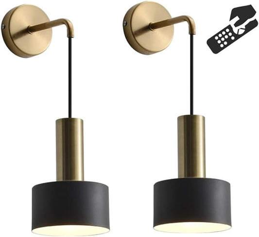 GYY Battery Operated Wall Lights Indoor with Remote,2 Pieces of Bedroom Bedside Chandelier Modern Minimalist LED Light Luxury Living Room Study Wall Lamp Porch Staircase Aisle Lamps