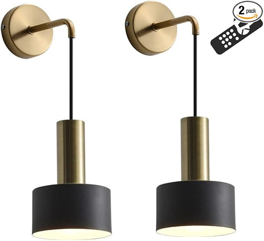 GYY KEFA Battery Operated Wall Lights Indoor with Remote,2 Pieces of Bedroom Bedside Chandelier Modern Minimalist LED Light Luxury Living Room Study Wall Lamp Porch Staircase Aisle Lamps