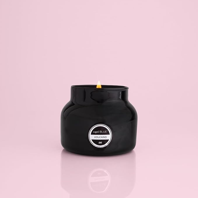 Capri Blue Volcano Scented Candles - Luxury Glass Jar Candles for Home Scented with Tropical Fruit & Sugared Citrus - Soy Wax Blend - Capri Blue Volcano - Black Color (8 oz)