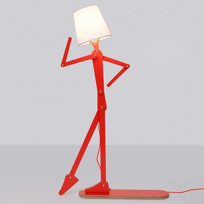 Cool Tall Floor Lamp for Bedroom & Living Room - Unique Corner Decorative Reading Wood Standing Light Creative Swing Arm Design for Farmhouse Dorn Gift Idea - Oran Orange Bulb Included