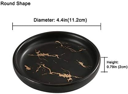 Ceramic Soap Dish Tray Holder for Bathroom or Kitchen,Jewelry Tray,Trinket Plate,Home Décor,Elegant Black Color