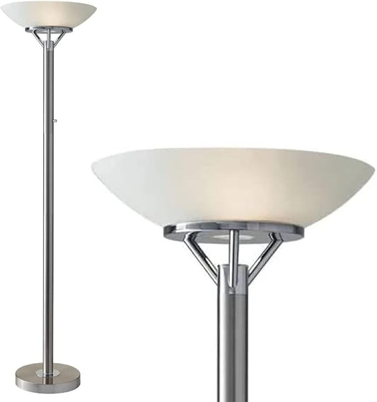 Adesso Floor Lamp with Brushed Steel and Chrome Finish - Perfect Lighting for Bedroom, Living Room and Corner Décor