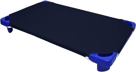 Pack of 12 Cot Sheet for Daycare Preschool Cot Bed -Polyblend Fabric with Corner Elastic Cots Sheets Fits On 22" X 40" Inches Size Toddler and Preschool Daycare Cot Navy Blue 22 X 40 Size