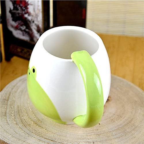 12 oz/330ML Frog Mug,Good Omen Coffee Cup Mugs, Hand-Painted Lovely Ceramic Coffee Mug with Aniaml Teaspoon,Novelty Funny Mug Christmas Birthday Gifts