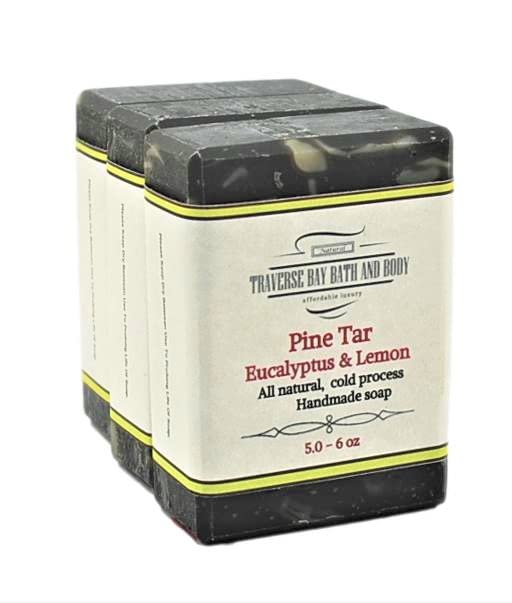 Pine Tar Soap - With Eucalyptus and lemon Essential Oils Pine Tar Soap For Men With Activated Charcoal & Colloidal Oatmeal. Made in USA- 3 Bar Pack 15 + Oz