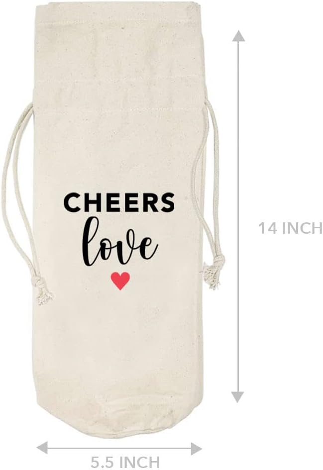 Andaz Press Mothers Day Wine Bag, Cheers Love, Mothers Day Wine Bottle Cover, Mother's Day Gifts, Canvas Wine Gift Bag Champagne Bottle Bag Funny Wine Bags For Wine Bottles Gifts 1-Pack