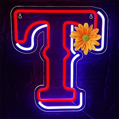 Baseball Neon Sign for Wall Decor Rangerse Baseball LED Light Up Sign Baseball Wall Decor Sports Neon Lights for Club Bedroom Man Cave Bar Sports Gifts for Men Boys Fans,Size 14.6 * 12.8 in(FMXD148)