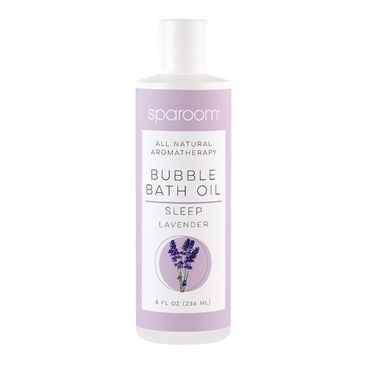 SpaRoom All Natural Hydrating and Nourishing Aromatherapy Foaming Bubble Bath Oil with Jojoba Oil, Olive Oils and Aloe, 8 oz, Sleep-Lavender