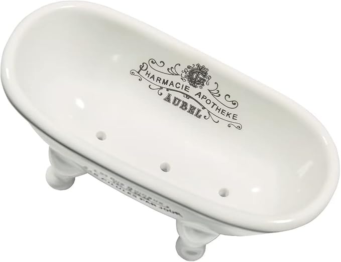 1 Piece 5.7" Mini Ceramic Clawfoot Double Ended Bathtub Soap Dish Vintage Decortative Soap Dish