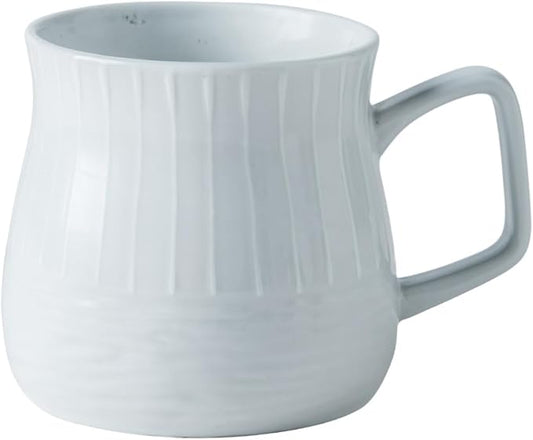 Ceramic Coffee Mug, Large mugs, 16oz, Wide Bottom, Quadrate Large Handle, Unique Mug Shape, Aesthetic Tea and Coffee Mugs, Home kitchen Mug, Best gift for friends and family, (Offwhite)