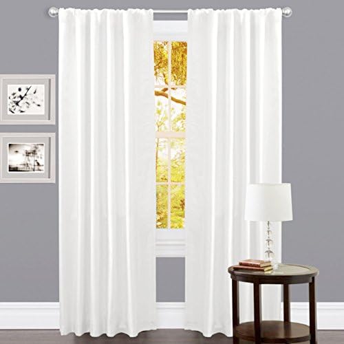 Ramanta Home 100% Cotton Light Filtering Curtains 50" x 84" - Set of 2, White Curtain for Living Room, Bedroom, Farmhouse Cotton Duck Fabric Semi Sheer Back Tab Window Linen Panels - White