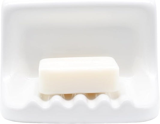 White Vintage Mounted Ceramic Soap Dish for Shower Wall,Retro Ceramic Soap Holder Porcelain Soap Tray for Home Bathtub Bathroom Sink Shower Wall Easy to Clean Keep Soap Dish Dry