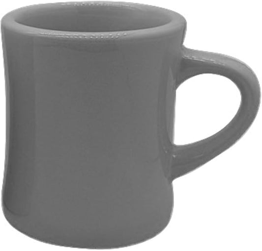 Funny Guy Mugs Classic Retro Diner Coffee Mug - Heavy Duty 10 Oz Stoneware Cup with Easy Grip Handle - Ideal for Hot and Cold Beverages (Grey, 10 Ounce)