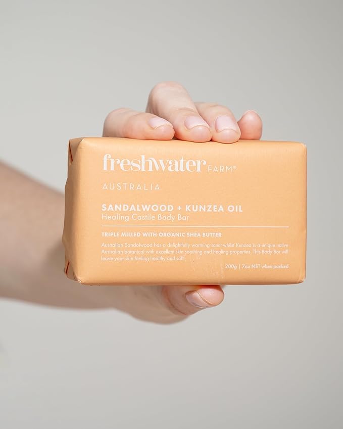 Natural Soap Bar- Healing Sandalwood + Kunzea Oil 7oz x 8 Pack.Castile Natural Bar Soap/Body Soap Bars With Essential Oil For Sensitive Skin