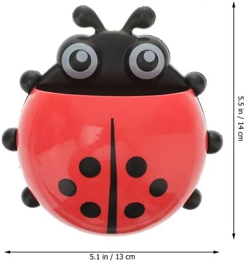 Red Toothbrush Holders,Cute Seven-Star Ladybug Toothbrush with Suction Cup No Drill Insect Shape Toothbrush Holder for Kids Bathroom Powerful Suckers Bathroom Accessories Holders and Dispensers