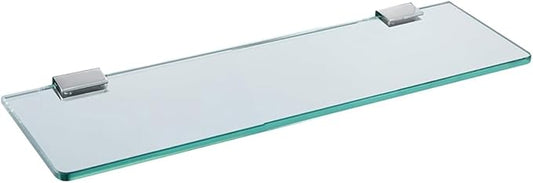 Glass Bathroom Shelf Wall Mounted 9.84 inches Tempered Glass Stainless Steel Tempered Transparent Glass with Chrome Bracket for Bathroom Bedroom Kitchen Balcony