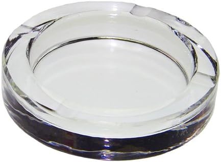 Amlong Crystal Classic Round Crystal Ashtray 4" Diameter for Cigars or Cigarettes with Gift Box