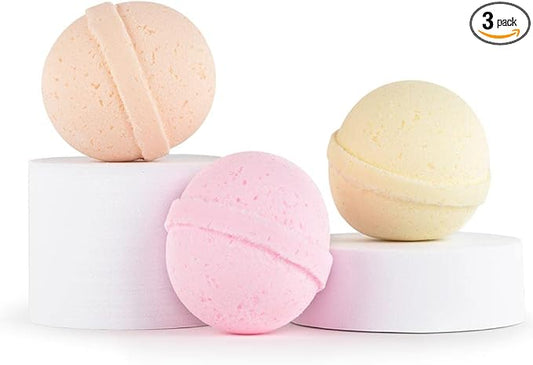 SpaRoom Soothe and Relax Handmade Natural Essential Oil Aromatherapy Bath Bombs, Set of 3, Orange, Lemongrass and Grapefruit