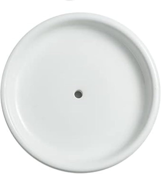 Round Self Draining Soap Dish, Small Ceramic Tray, Cute Jewelry Dish, Keep Soap Dry & Bathroom Décor (White)
