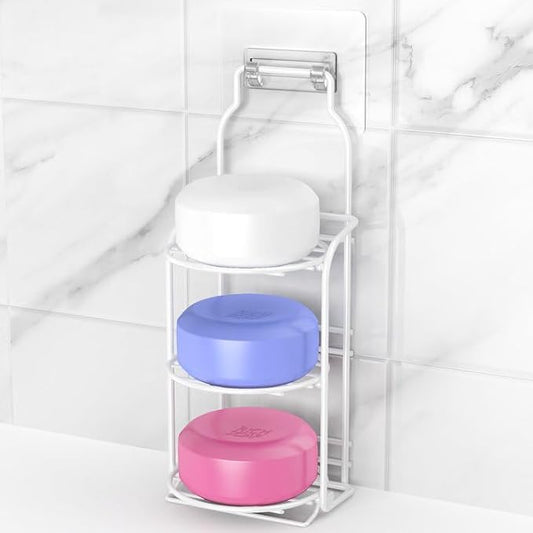 3-Tier Shower Soap Shampoo Bar Holder, Self Adhesive&Freestanding Draining Soap Caddy for Bathroom Wall Accesories, Apartment Essentials Decor