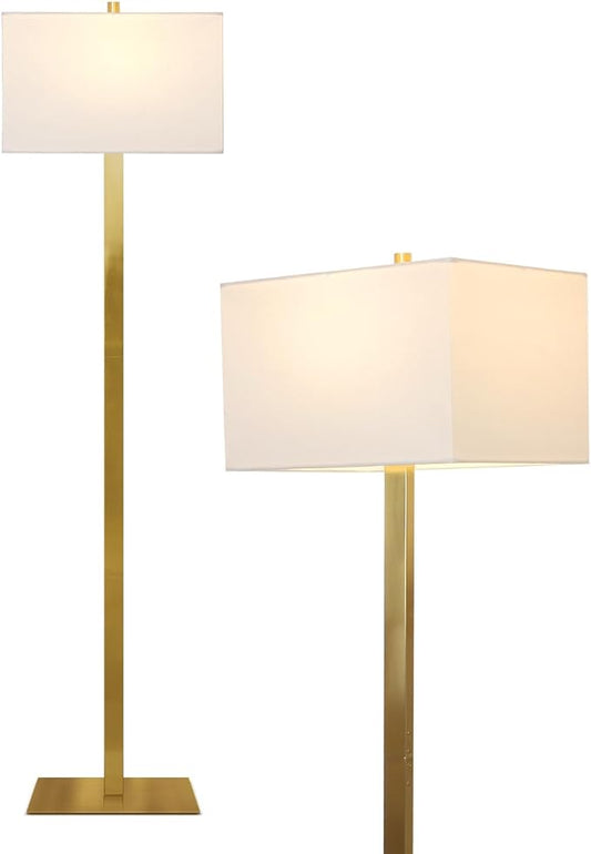 Brightech Stella Mid-Century Modern Standing Lamp, Contemporary Lamp for Living Rooms & Offices, LED Floor Lamp for Reading and Work, Excellent Tall Lamp with Heavy Base for Living Room Décor - Brass