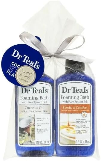 Dr Teal's Foaming Bath with Pure Epsom Salt Gift Set, Coconut Oil and Soothe & Comfort, 3 Fl Oz Each