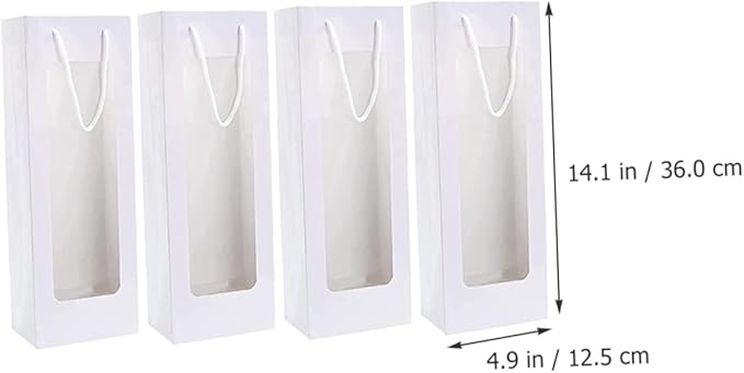 4pcs Window Wine Bag Flower Kraft Bags Wine Bags Bulk Wine Bags for Wine Bottles Brown Paper Bags Red Wine Bag Kraft Paper Open The Window White Decanter