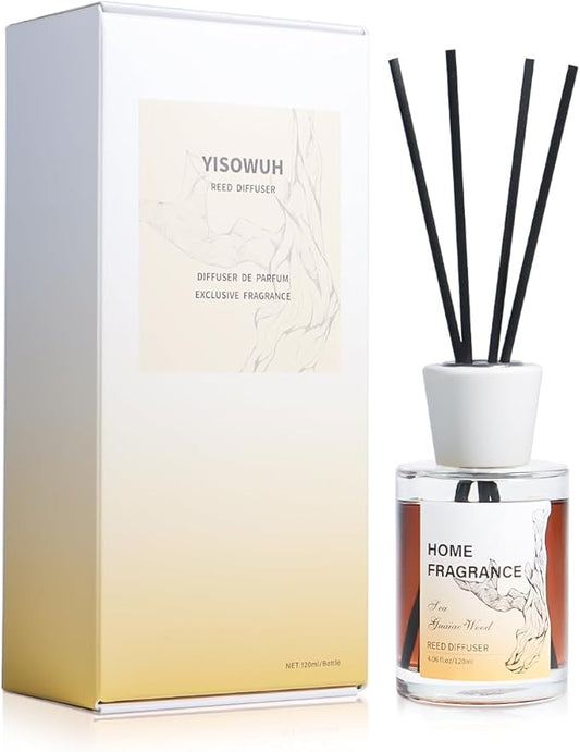 Reed Diffuser - Sea&Guaiac Wood 4.06oz (120ml) 1 Pack Essential Oil Reed Diffuser Set with 8 Sticks, Long Lasting Fragrance for Home, Bathroom, Bedroom, Room, Decor