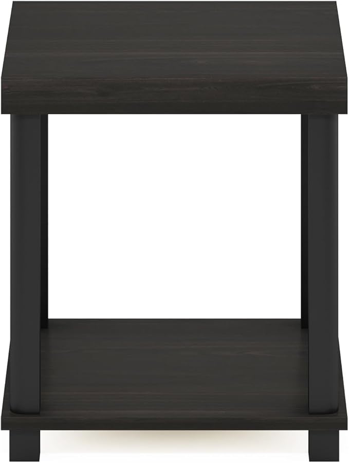 Furinno Turn-N-Tube Classic 2-Tier End Table, Side Table, Espresso/Black