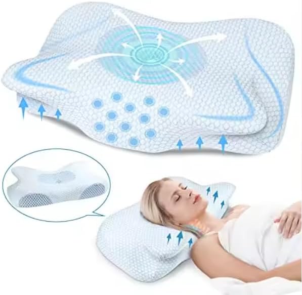 Cervical Memory Foam Contour Pillow BONNE NUIT for Neck and Shoulder Pain Cooling Gel Infused Soft Feeling Memory Foam Contour Bed Pillow with Customized Size for Your Best Sleeping Nights