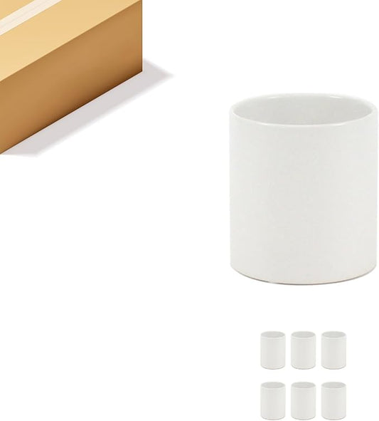 WGVI Matte White Ceramic Cylinder Vase Width 3.75" Height 4", Flower Arrangements, Candle Holder, Terrarium Planter Pot, Tabletop Storage Container Organizer Pen Brush Holder, Bulk Wholesale, 6 Pcs