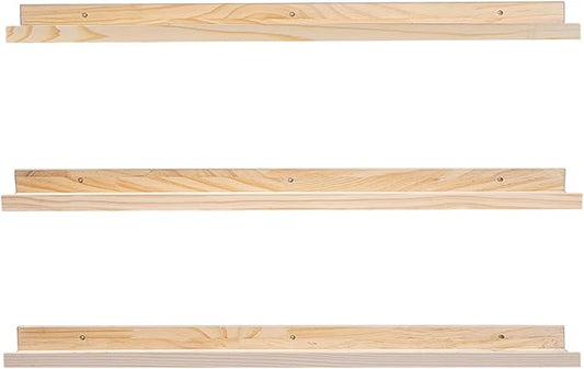 MBYD 48 Inch Floating Shelves Natural Wood, Wall Mount Picture Ledge Wooden Wall Shelf for Bedroom, Living Room, Office, Kitchen, Set of 3 Same Dimensions