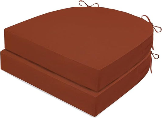 Outdoor Chair Cushions Set of 2, Waterproof Memory Foam Patio Seat Cushions with Ties for Garden Sofa & Dining Furniture, 3-Year Color Fastness, 18x18x3 Inch, Spcie