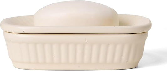 Ceramic Soap Dish, Self-draining Soap Holder, Double Layer Bar Soap Holder, Speckled Draining Soap Dishes for Bathroom Shower Kitchen, Minimalist Vintage Style, Keep Soap Dry, ANTIS'S HOME