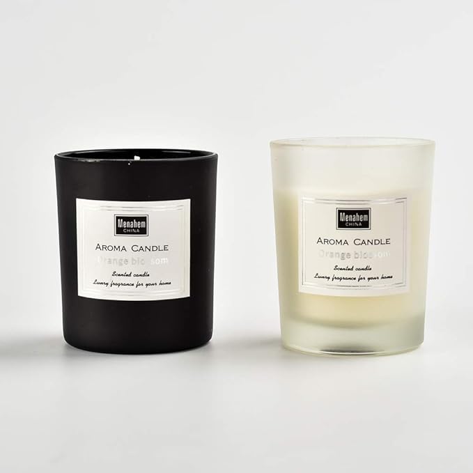 Natural Scented Candle,Aroma Candle Gift,Geranium & Basil Perfume Handmade Soy Wax in Glass Jar 12 Hours,Prefect for Meditation Stress Relief Mood Boosting (Black-Geranium)