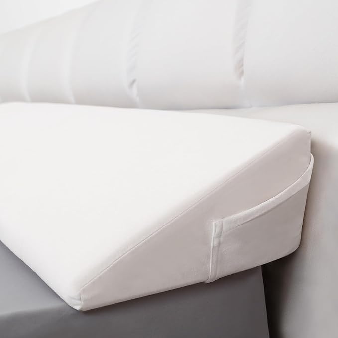 WdFour Bed Wedge Pillow, Close Off Headboard, Wall and Mattress Gap. Incline, Slanted Sweat-Proof Pillow for Neck and Back Pain Relief Anti-snoring for Comfortable Sleeping.(Off-White,60Wx10Dx6H)