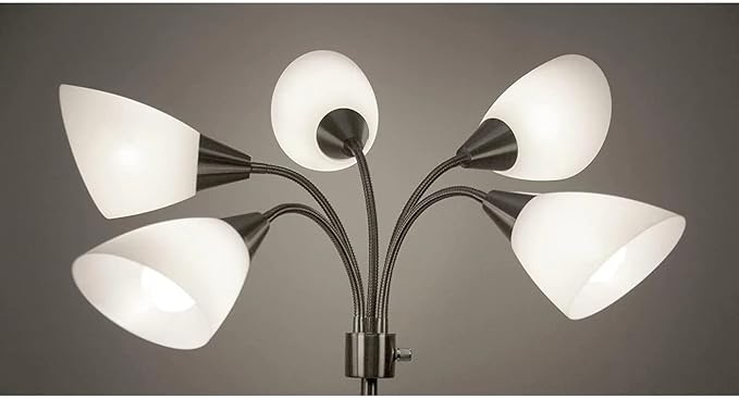 Adesso 7205-22 Multi-White Shade Floor Lamp, Adjustable Gooseneck Arms, Silver