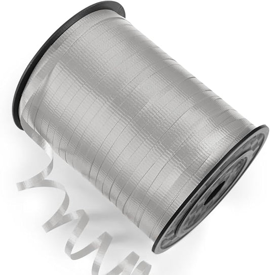 500 Yards Curling Ribbon with Spool, 1/5" Wide Crimped Texture Curling Ribbons - Perfect for Gift Box Wrapping, Florist Flowers, Birthday Party Decorations, Balloon String Ribbon in Silver