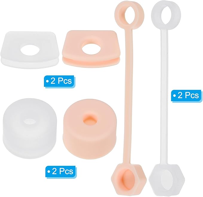 PATIKIL Silicone Spill Stopper for Straw Cup 2.0 40oz/ 30oz, Set of 6 Tumbler Accessories Including 2 Straw Cover Cap, 2 Square Spill Stopper and 2 Round Leak Stopper, Clear/Pink