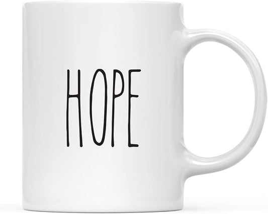 Andaz Press Simple Rustic Farmhouse Kitchen Decor 11oz. Ceramic Coffee Tea Mug, Hope, 1-Pack, Includes Gift Box, Minimalist Birthday Christmas Gift Ideas Hope Mug