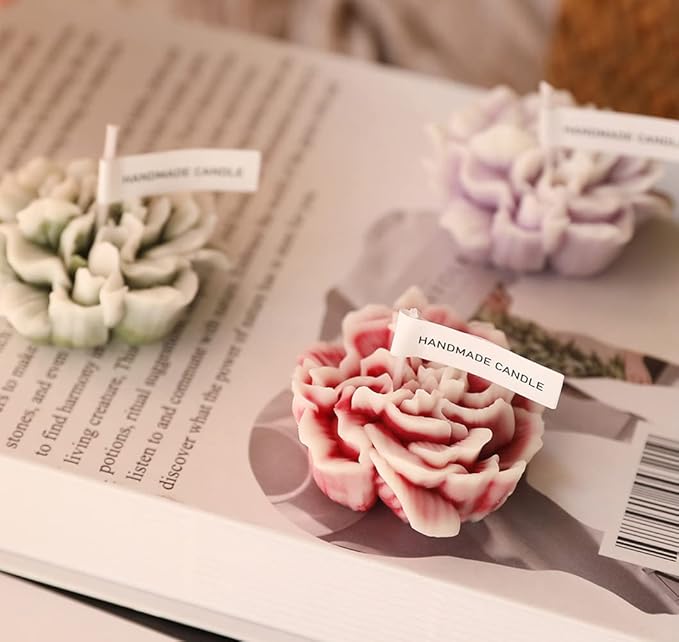 Carnation Flower Shaped Scented Candle,Handmade Aroma Soy Wax Decorative Candle for Table Photo Prop Birthday Gift,Prefect for Meditation Stress Relief Mood Boosting Bath Yoga (Red)