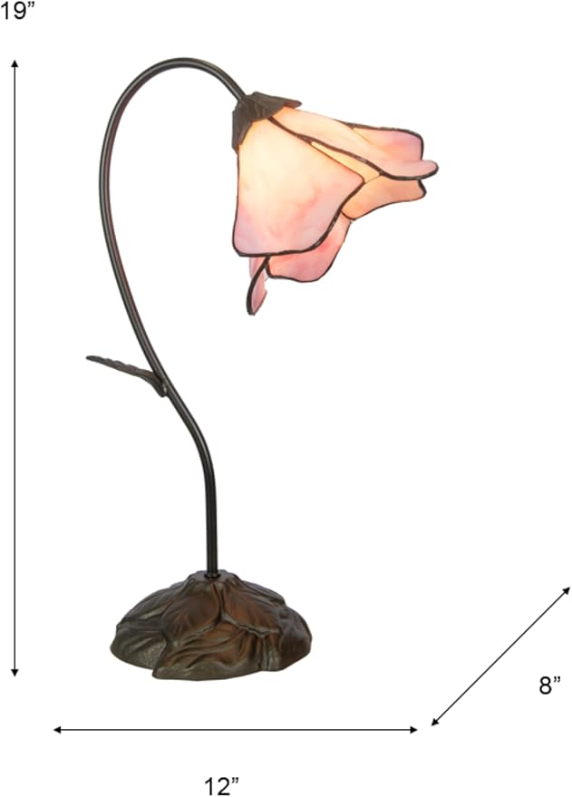 Dale Tiffany TT101307 Poelking Table Lamp, Chocolate Bronze and Art Glass Shade, 10" x 10" x 21"